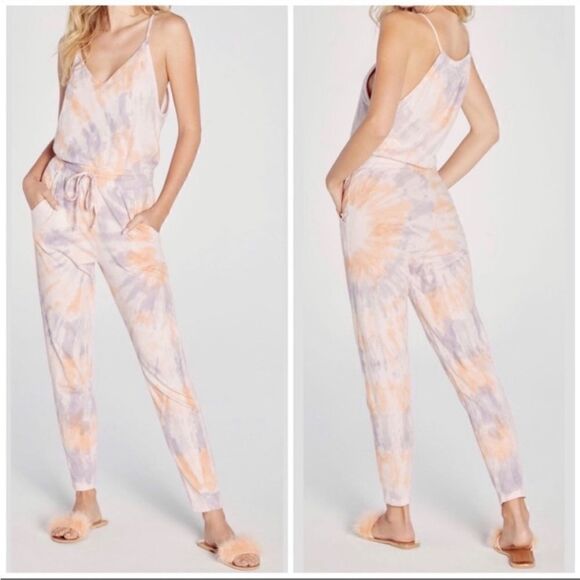 Wildfox jumpsuit Womens size small zoe tie dye in solar wash Cotton Boho Lounge - Picture 2 of 13